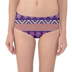 Colorful Tribal Pattern Mid-waist Bikini Bottoms