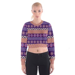 Colorful Winter Pattern Women s Cropped Sweatshirt by DanaeStudio