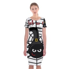 Halloween Cute Spider Classic Short Sleeve Midi Dress by Valentinaart