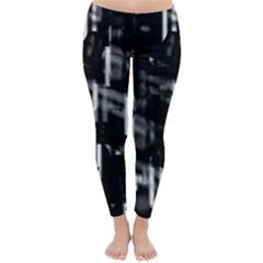 Black And White Neon City Winter Leggings  by Valentinaart