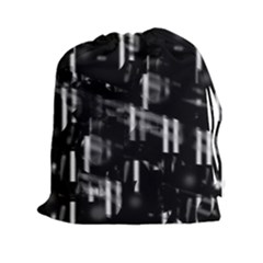 Black And White Neon City Drawstring Pouches (xxl) by Valentinaart