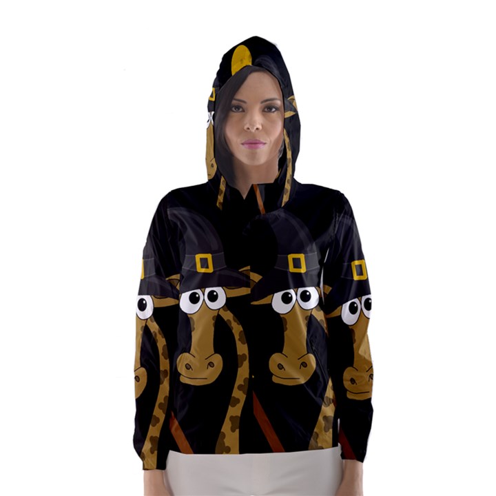 Halloween giraffe witch Hooded Wind Breaker (Women)