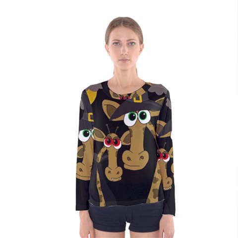 Giraffe Halloween Party Women s Long Sleeve Tee by Valentinaart