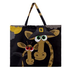 Giraffe Halloween Party Zipper Large Tote Bag by Valentinaart