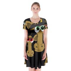 Giraffe Halloween Party Short Sleeve V-neck Flare Dress by Valentinaart