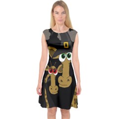 Giraffe Halloween Party Capsleeve Midi Dress by Valentinaart