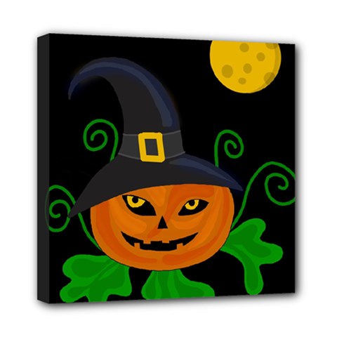 Halloween witch pumpkin Mini Canvas 8  x 8 