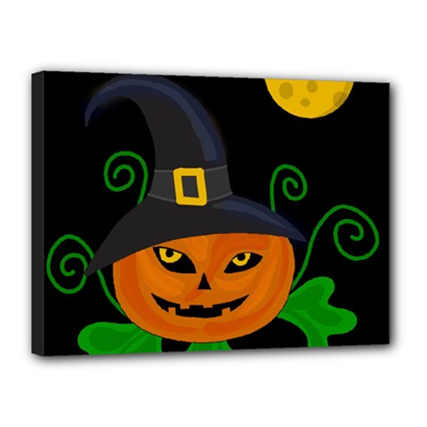 Halloween witch pumpkin Canvas 16  x 12 