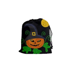 Halloween witch pumpkin Drawstring Pouches (Small) 