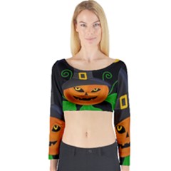 Halloween witch pumpkin Long Sleeve Crop Top