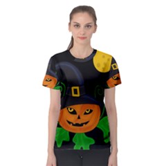 Halloween witch pumpkin Women s Sport Mesh Tee