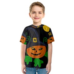 Halloween witch pumpkin Kids  Sport Mesh Tee