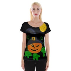 Halloween witch pumpkin Women s Cap Sleeve Top