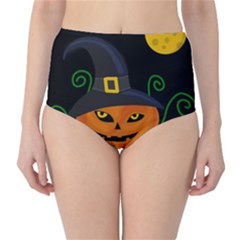 Halloween witch pumpkin High-Waist Bikini Bottoms