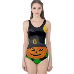 Halloween witch pumpkin One Piece Swimsuit