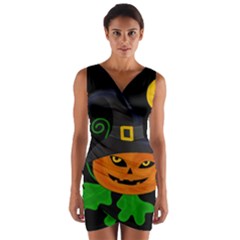 Halloween witch pumpkin Wrap Front Bodycon Dress