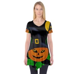 Halloween witch pumpkin Short Sleeve Tunic 