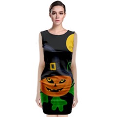 Halloween witch pumpkin Classic Sleeveless Midi Dress