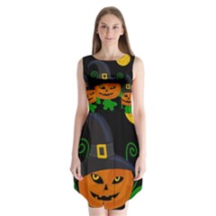 Halloween witch pumpkin Sleeveless Chiffon Dress  