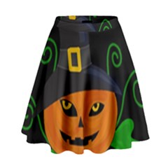 Halloween witch pumpkin High Waist Skirt