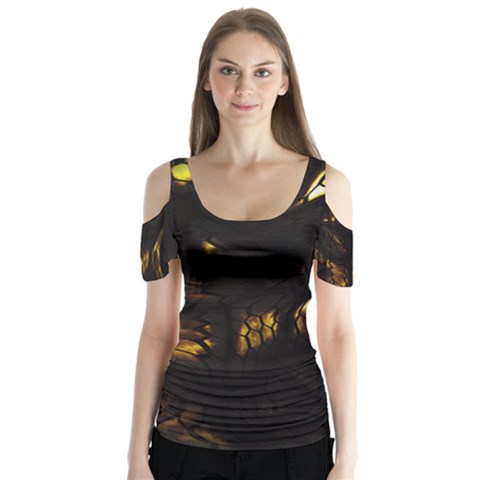 Earth Dragon Butterfly Sleeve Cutout Tee  by RespawnLARPer