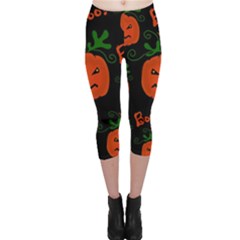 Halloween Pumpkin Pattern Capri Leggings  by Valentinaart