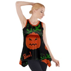 Halloween Pumpkin Pattern Side Drop Tank Tunic by Valentinaart