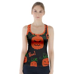 Halloween Pumpkin Pattern Racer Back Sports Top by Valentinaart