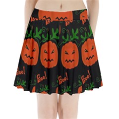 Halloween Pumpkin Pattern Pleated Mini Skirt by Valentinaart