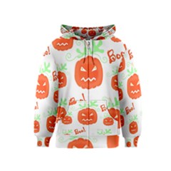 Halloween Pumpkins Pattern Kids  Zipper Hoodie by Valentinaart