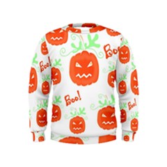 Halloween Pumpkins Pattern Kids  Sweatshirt by Valentinaart