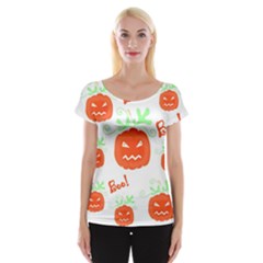 Halloween Pumpkins Pattern Women s Cap Sleeve Top by Valentinaart