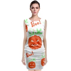 Halloween Pumpkins Pattern Classic Sleeveless Midi Dress by Valentinaart