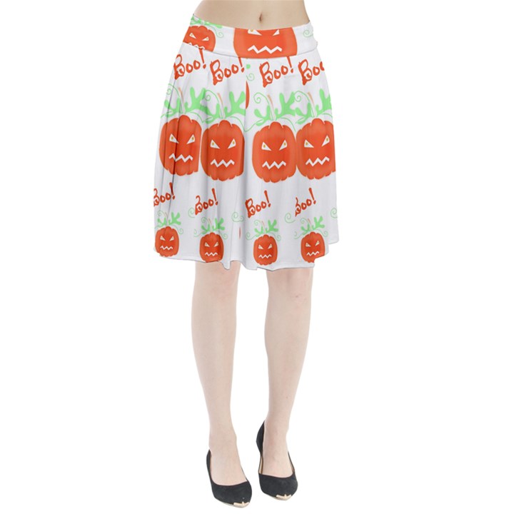 Halloween pumpkins pattern Pleated Skirt