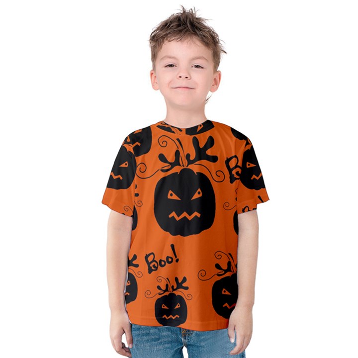 Halloween black pumpkins pattern Kids  Cotton Tee