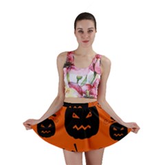 Halloween Black Pumpkins Pattern Mini Skirt