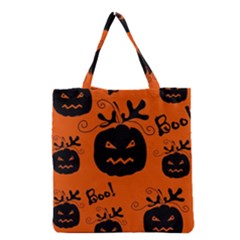 Halloween Black Pumpkins Pattern Grocery Tote Bag by Valentinaart