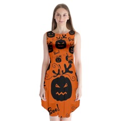 Halloween Black Pumpkins Pattern Sleeveless Chiffon Dress   by Valentinaart