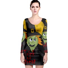 Halloween Witch Long Sleeve Bodycon Dress by Valentinaart