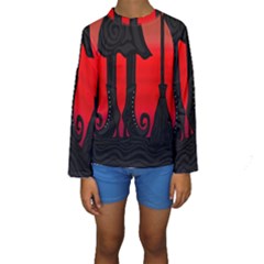 Halloween Black Witch Kids  Long Sleeve Swimwear by Valentinaart