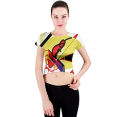 Abstract Art Crew Neck Crop Top by Valentinaart