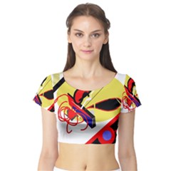 Abstract Art Short Sleeve Crop Top (tight Fit) by Valentinaart