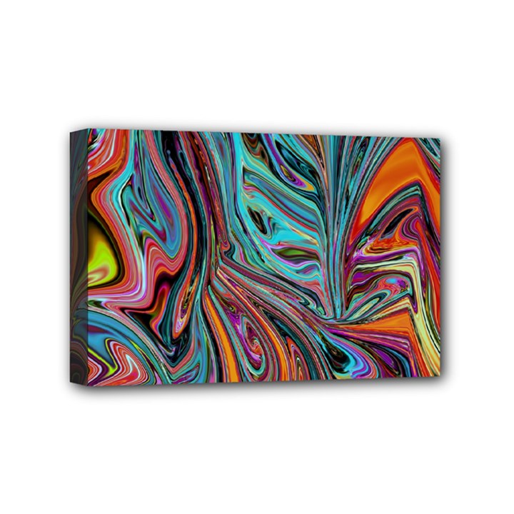 Brilliant Abstract in Blue, Orange, Purple, and Lime-Green  Mini Canvas 6  x 4 