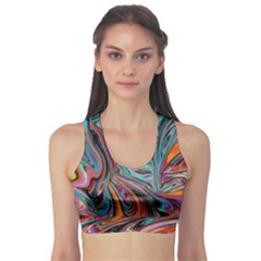 Brilliant Abstract In Blue, Orange, Purple, And Lime-green  Sports Bra by digitaldivadesigns