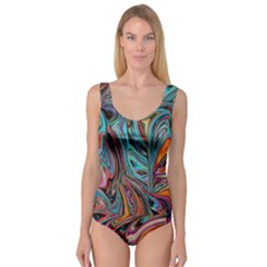 Brilliant Abstract In Blue, Orange, Purple, And Lime-green  Princess Tank Leotard  by digitaldivadesigns