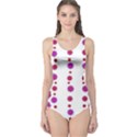 Vertical Stripes Floral Pattern Collage One Piece Swimsuit View1