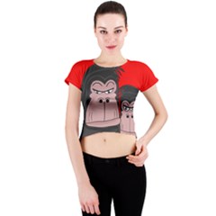 Gorillas Crew Neck Crop Top by Valentinaart