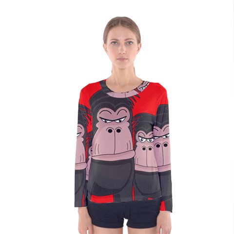 Gorillas Women s Long Sleeve Tee by Valentinaart