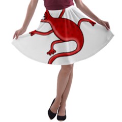 Red Lizard A-line Skater Skirt by Valentinaart