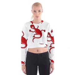 Red Lizard Women s Cropped Sweatshirt by Valentinaart